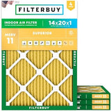 Filterbuy 14x20x1 Air Filter MERV 11 Allergen Defense (4-Pack), Pleated HVAC AC Furnace Air Filters Replacement (Actual Size: 13.50 x 19.50 x 0.75 Inches)