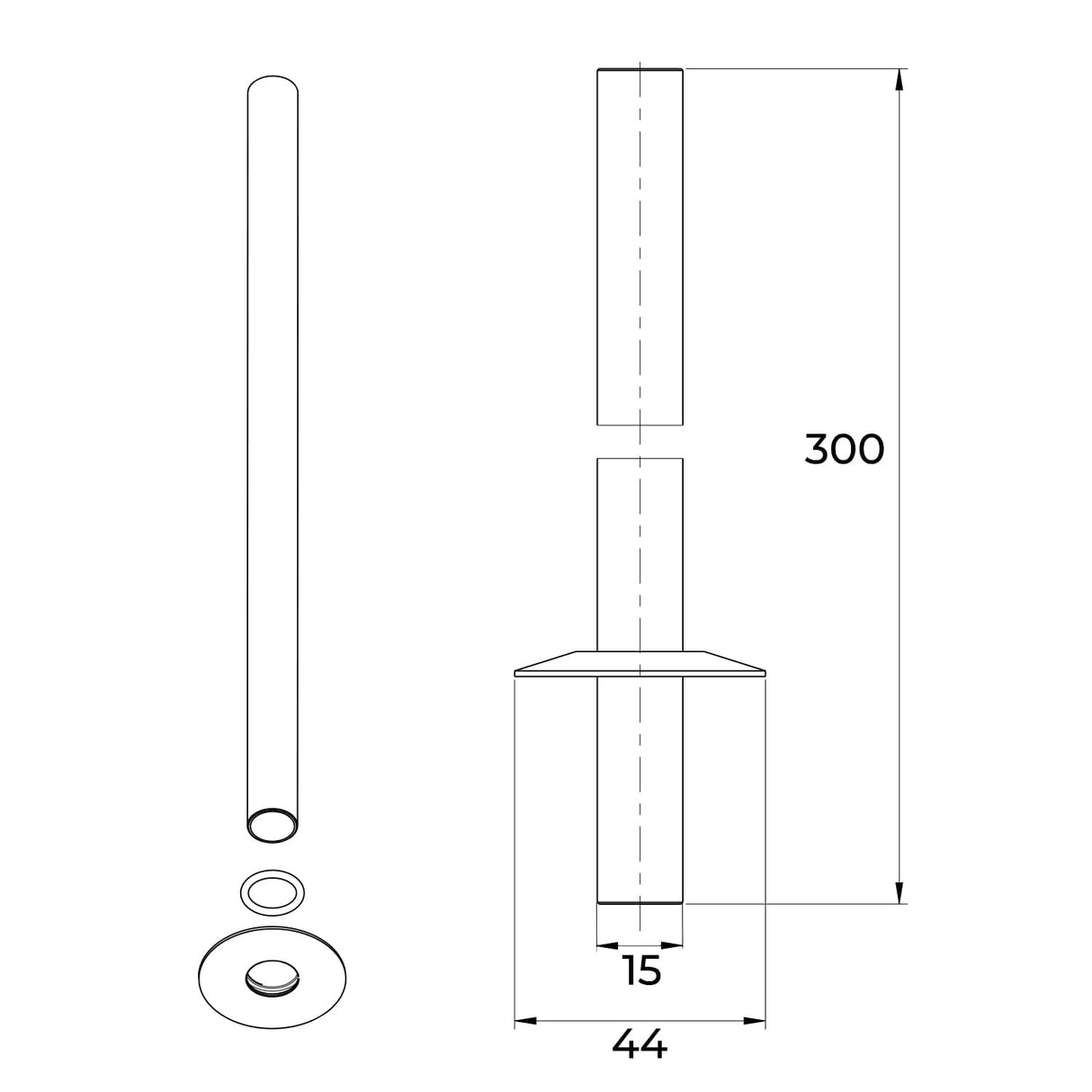 VANCOCO Pipe Tails Antique Brass 15mm X 300mm Radiator Pipe Collars Decoration Floor Plates Black Nickel (Pair)