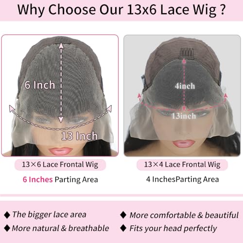 Jamoro 13x6 Lace Front Wigs Human Hair 200% Density 28 Inch Body Wave Lace Front Wigs Human Hair Pre Plucked Real Human Hair Wig with Baby Hair Glueless Wigs Human Hair Lace Front Wigs