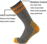 Cerebro Merino Wool Socks for Men, Cushioned Mid-calf Socks Moisture Wicking Men's Hiking Socks for Home, Trekking, Outdoors