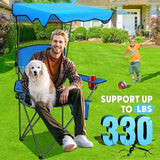 Camping Chair with Canopy, Chair with Cup Holders, Portable Camping Chairs with Carry Bag&Side Pocket, Beach Chair with Shade, Camp Chairs for Adult, Outdoor Folding Chair Support 330 LBS