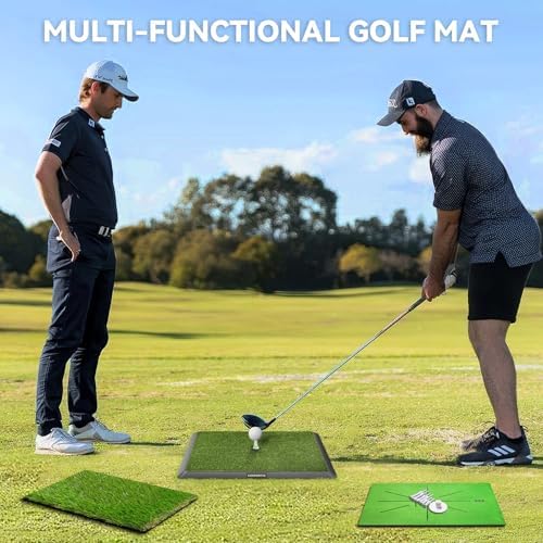 Golf Hitting Mat | Golf Training Mat for Swing Path Feedback/Detection Batting | Extra Replaceable Golf Practice Mat 16"x12" | Golf Gifts for Men/Women for Home Indoor Outdoor