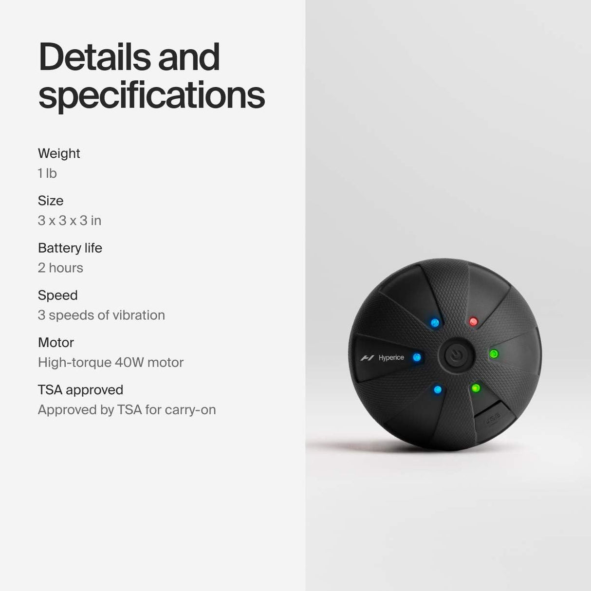 Hyperice Hypersphere Go - Vibrating Massage Ball for Muscle Recovery, Myofascial Release and Soreness Relief - Portable Fitness Massager, perfect for use at the Gym, or at Home - FSA and HSA Eligible.