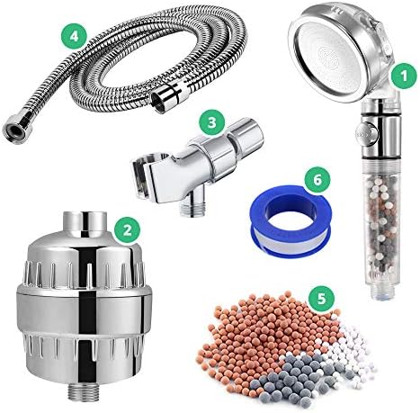 Original StoneStream EcoPower High Pressure Handhled Shower Head + Shower Filter + Wall Adapter Kit