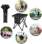Triple Tree 2 Pack Folding Camping Stool, 13.8 Inch Small Portable Lightweight Stool Seat with Side Pocket and Carry Bag for Travel, Hiking, BBQ, Fishing and Beach, Load Capacity to 400lbs