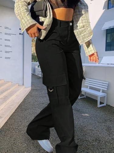Cargo Pants for Women High Waisted Casual Pants Work Pants Baggy Stretchy Wide Leg Y2K Streetwear with Pockets