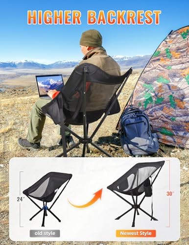 Portable Chairs for Adults Foldable, Fast Setup, Lightweight & Small Folding Chair with Cup Holder, Side Pocket and Carry Bag - Support 350 LBS
