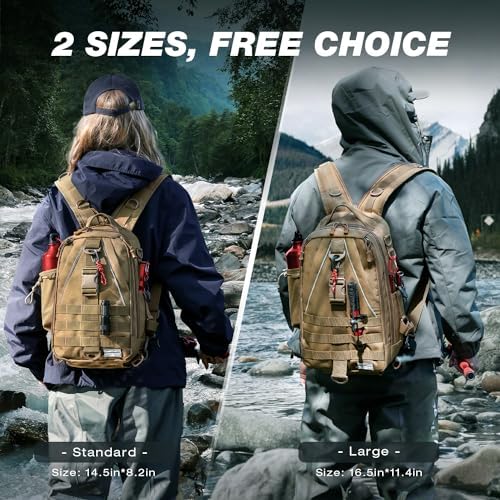 Ghosthorn Fishing Backpack with Rod Holder - Tackle Sling Bag - Fly Fishing Gifts for Men and Women