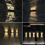 Mrzxy Solar Lights Outdoor Waterproof 3000K Warm Aluminum Up and Down Wall Sconce Dusk to Dawn 2PACK for Outside, Fence, Yard, Christmas Decorative Lighting