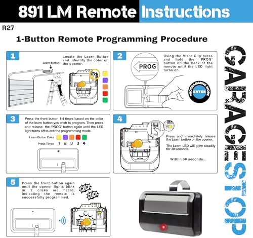 Garage Stop 2X for 891LM Chamberlain Craftsman Liftmaster Garage Door Opener Remote Replacement, 1993 to Present Garage Clicker, Universal Garage Door Opener Remote