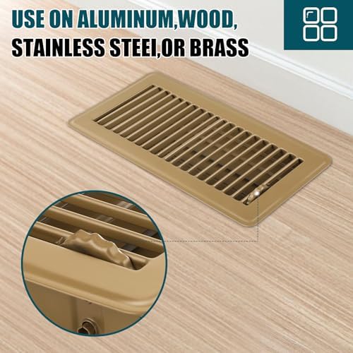 VOISEN Floor Register 4x10, 4 Pack Brown Floor Vent Covers,Heavy Duty Steel Walkable Floor Vents,Vent Covers for Home Floor