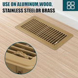 VOISEN Floor Register 4x10, 4 Pack Brown Floor Vent Covers,Heavy Duty Steel Walkable Floor Vents,Vent Covers for Home Floor