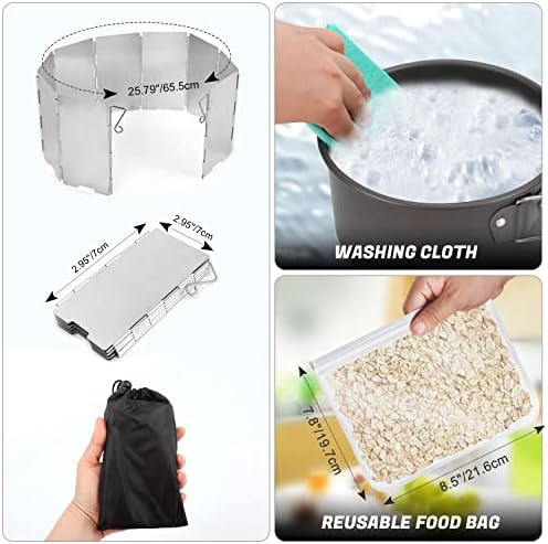 Odoland 3500W/6800W Windproof Camp Stove Camping Gas Stove with Windscreen, Fuel Canister Adapter, Piezo Ignition for Outdoor Backpacking Hiking and Picnic