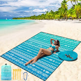 Beach Blanket Waterproof Sandproof Beach Mat 79" X 83" /10'x9'for 2-8 Adults Quick Drying Outdoor Picnic Mat Beach Accessories for Travel, Camping, Hiking