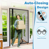 Side Opening Magnetic Screen Door, Fit Door Size 32 x 80 Inch, Reversible Left and Right Removable Screen Door Mesh with Strong Magnet, Actual Mesh Size 34" x 81", Grey