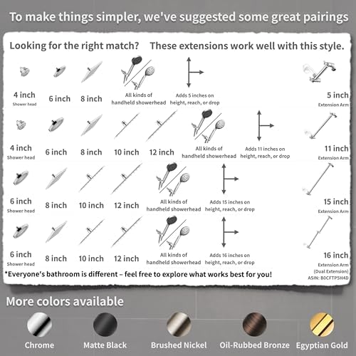 5 Inch Adjustable Shower Head Extension Arm With Locking Set Screw, Singing Rain Brass Chrome Angle Height Adjustable, Easy To Install, G1/2 Universal Connector Compatible (Chrome Finish)