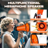 MyMealivos Portable Megaphone Bullhorn 20 Watt Power Megaphone Speaker Voice and Siren/Alarm Modes with Volume Control and Strap (Orange)
