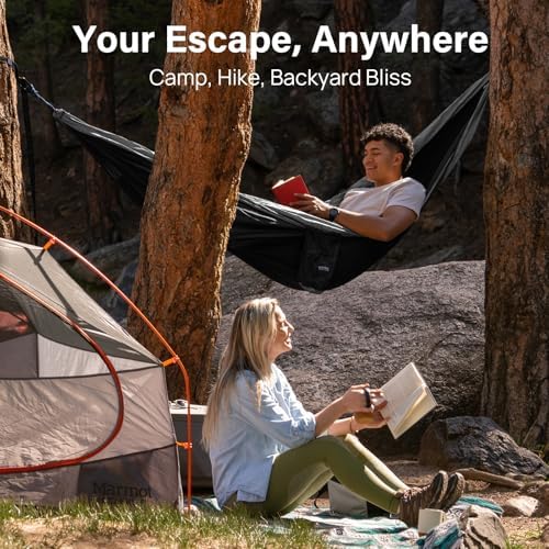Kootek Camping Hammock 500 lbs Capacity, Portable Hammocks with Tree Straps & Attached Carry Bag, Camping Essentials Gear, Perfect for Outside Indoor Hiking Beach Backpack Travel