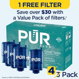 PUR PLUS Faucet Mount Replacement Filter 4-Pack, Genuine PUR Filter, 3-in-1 Powerful, Natural Mineral Filtration, Lead Removal, 1-Year Value, Blue (RF99994)