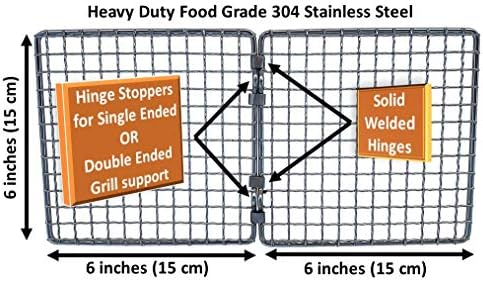 Portable Bushcraft Stainless BBQ Cooking Grill Grate, Bamboo Cutting Board, Burlap Bag, Mini Knife, Fire Starter Kits. Camping, Campfires, Backpacking, Hunting & Fishing Gear