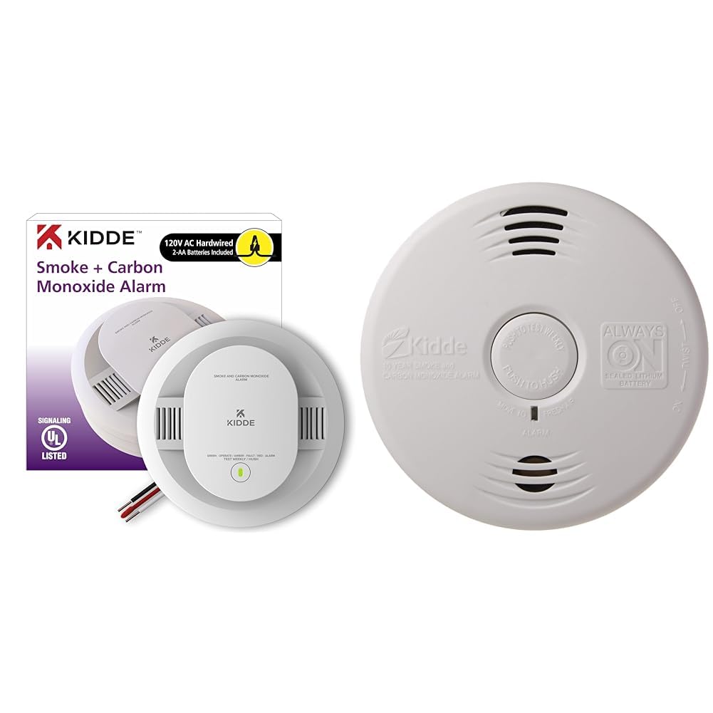 Kidde Hardwired Smoke & Carbon Monoxide Detector, AA Battery Backup, Interconnectable & Smoke & Carbon Monoxide Detector, 10-Year Battery, Voice Alerts