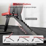 Basic Weight Bench for Home Gym, Foldable Workout Bench with 8 Backrests, 660LBS Weight Capacity Adjustable Bench