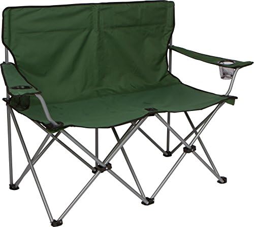 Trademark Innovations Loveseat Style Double Camp Chair, 40" L x 22" W x 31.5" H, Polyester, Army Green