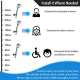 Shower Head Holder All Metal Handheld Shower Wand Bracket Adhesive Shower Wall Mount Holder Brass Shower Spray Holder Brushed Nickel, Drill Free Glue Installation