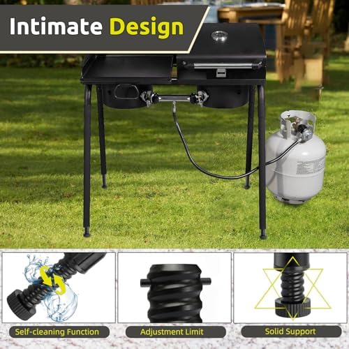 Camp Stove Leg Levelers Adjustable, Accessories for Camp Chef Explorer Stoves, Fit for Outdoor Camping Stove with 1.25" Diameter Round Legs, 4 Pcs Black