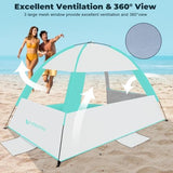 Venustas Beach Tent Sun Shelter for 3/4-5/6-7/8-10 Person, UPF 50+ UV Protection Beach Canopy, Lightweight and Easy Setup Cabana, Portable Beach Shade Tent