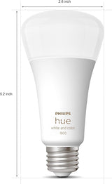 Philips Hue Smart 100W A21 LED Bulb - White and Color Ambiance Color-Changing Light - 1 Pack - 1600LM - E26 - Indoor - Control with Hue App - Works with Alexa, Google Assistant and Apple Homekit