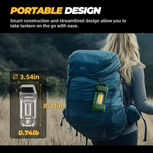 Favourlite Camping Lantern, 1500LM Camping Light 3000 Capacity Phone Charger LED Impact-Resistant Flashlight Lantern Portable Waterproof Hurricane Lanterns for Power Outages (Green+Green)