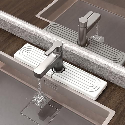 Faucet Mat for Kitchen Sink - Super Absorbent Diatomite Fast Drying Stone, Quick Drying Splash Guard,Prevents Moisture Buildup Sink, Durable Protector for Kitchen,Bathroom Counter