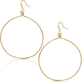 18K Gold Plated Dangle Earrings for Women - Large Dangly Round Circle Hoops