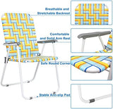 VINGLI Patio Lawn Webbed Folding Chairs Set of 2, Outdoor Beach Chair Portable Dining Chair for Outdoor Yard, Garden (Yellow, Classic)
