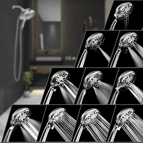 Shower Heads with Handheld Spray Combo: 7.2" Rain Shower Head & Handheld Shower Head 2-IN-1 Shower Head with 60" Rotatable Stainless Steel Hose, Shower Trim Systems