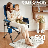 EVER ADVANCED Oversized Folding Camping Chair for Adults with Adjustable Lumbar Support, Heavy Duty Chair with Side Pockets, Portable Collapsible Quad Chair for Outside