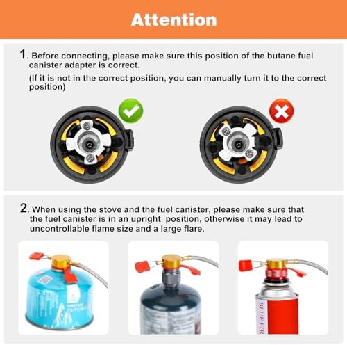 WADEO 7200W Windproof Camping Stove, Camping Gas Stove with Piezo Ignition, Two Fuel Canister Adapter, Carry Case, Portable Stove, Backpacking Stove for Outdoor Backpacking Hiking and Picnic