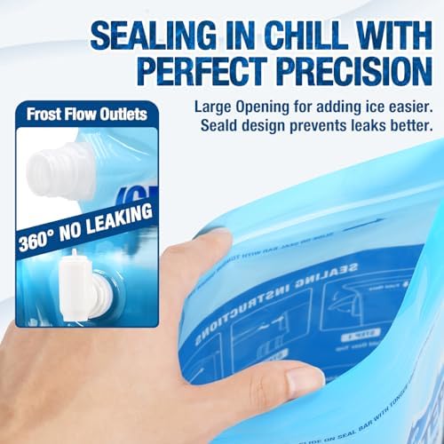 HEYTRIP 4 Pack Reusable Ice Bags for Cooler 2.5lb 5lb Ice Cube Bags, Long Lasting Cold Dry Freezer Packs, Leakproof Water Container - Fill it with Ice to Keep Cooler Cold and Drink its ICY Water