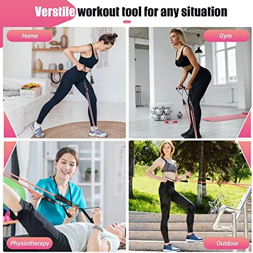 Resistance Bands with Handles for Women, 5 Level Exercise Bands Workout Bands for Physical Therapy, Yoga, Pilates, Door Anchor, Storage Pouch