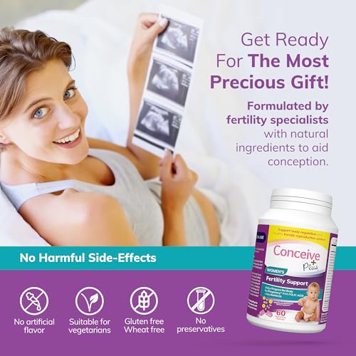 Conceive Plus Womens Fertility Support - Prenatal Vitamin with Vitamin C & D, Female Fertility Formula for Conception, 60 Capsules - 30 Day Supply