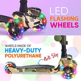 Hurtle 3-Wheeled Scooter for Kids - Wheel LED Lights, Adjustable Lean-to-Steer Handlebar, and Foldable Seat - Sit or Stand Ride with Brake for Boys and Girls Ages 1-14 Years Old