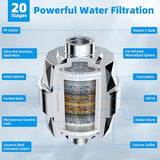 Hibbent All Metal 10'' Dual Filtered Rainfall Shower Head Combo, High Pressure Handheld Shower Head with 16'' Adjustable Arc Extension Arm, 20 Stage Shower Filter, 10-spray, 71'' Shower Hose, Chrome