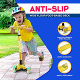 Highmaster 3-Wheel Toddler Scooter for 2 to 8 Year Old boy - 3 Wheeled Kids Scooter with Light Up Wheels, Safe and Fun Ride for Kids - Yellow