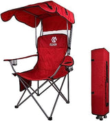 Canopy Chair Folding Camping Recliner Support with Carrying Bag, Burgundy