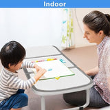 AO LI GEI Folding Camping Table Small with Storage Bag,Adjustable Height Portable Picnic Table,Upgraded Thickening Lightweight Outdoor Table Aluminum Legs (Sliver:15.7"x35.4", Height:10.6")