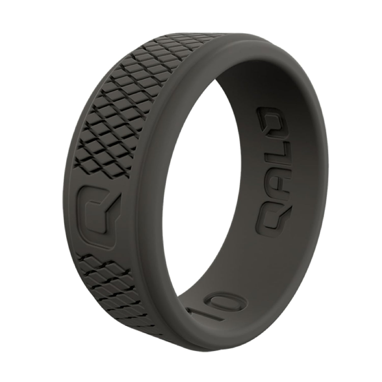 QALO Men's Silicone Ring, for Men - Mens Crosshatch, Dark Grey, Size 10