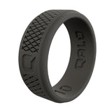 QALO Men's Silicone Ring, for Men - Mens Crosshatch, Dark Grey, Size 10