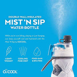 O2COOL Mist 'N Sip Misting Water Bottle 2-in-1 Mist And Sip Function With No Leak Pull Top Spout Reusable Sports Water Bottle - 20 oz (2 Pack Soccer)