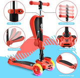 Hurtle 3-Wheeled Scooter for Kids - Wheel LED Lights, Adjustable Lean-to-Steer Handlebar, and Foldable Seat - Sit or Stand Ride with Brake for Boys and Girls Ages 1-14 Years Old